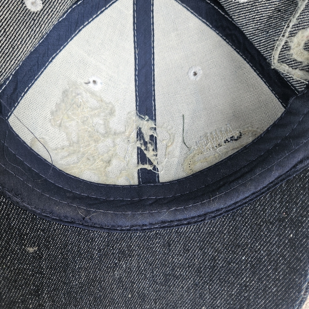 Kerusso Cross Cadet Cap Hat Denim Blue Women OS Studded Bedazzled Distressed - Picture 7 of 8